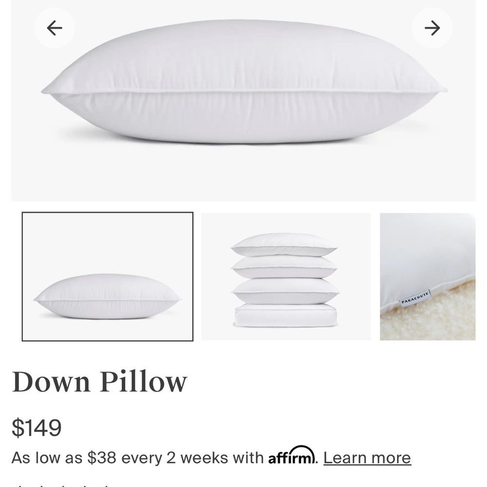New Parachute Down Pillow Standard Size